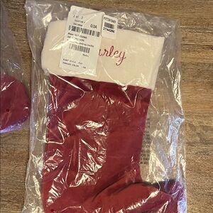 Pottery Barn Red and White Embroidered stocking